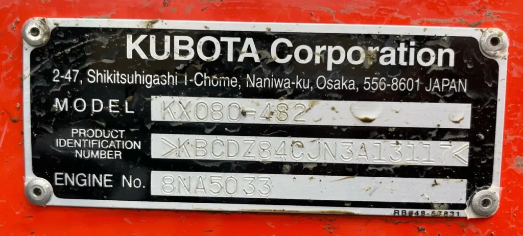 2022 Kubota KX080-4S2 mini excavator
